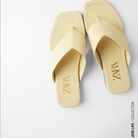 ZARA - BNWT Wide Strap Leather Flat Slide Sandals Size US 9 - Picture 2 of 5